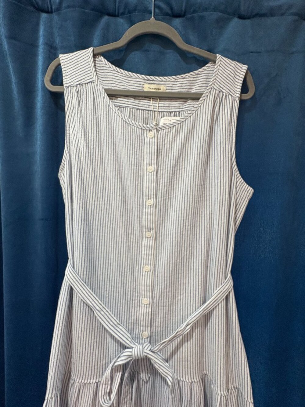 NWT Max Studio Seersucker Tiered Maxi Dress XL - Picture 3 of 8